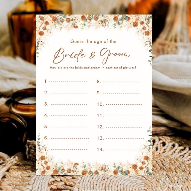 Boho Terracotta Guess the Age Game | Rustic Bridal (Creator Uploaded)