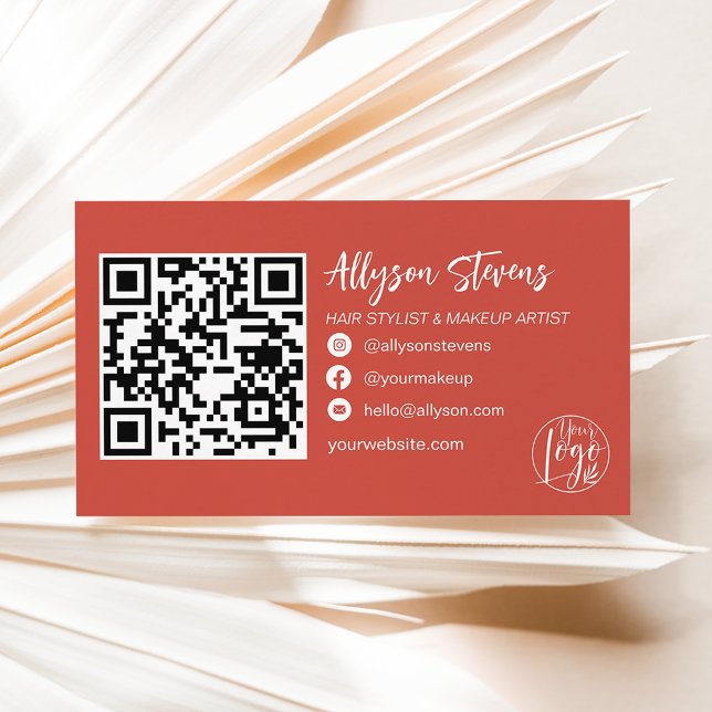 Boho terracotta hair makeup photo logo qr code business card (Creator Uploaded)