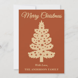 Boho terracotta Handwritten Script Christmas Tree Holiday Card