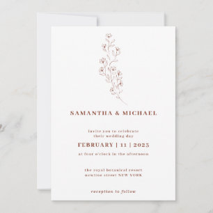 Boho Terracotta Indie Rustic Botanical tiny flower Invitation
