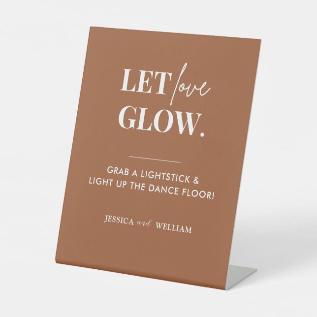 Boho Terracotta Let Love Glow Wedding Sign (Front)