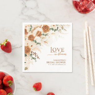 Boho Terracotta Love in Bloom Bridal Shower Napkin