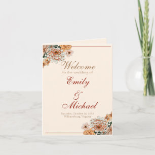 Boho Terracotta Lush Fall Floral Wedding Program Note Card