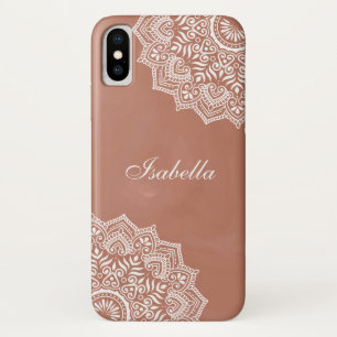 Boho Terracotta Mandala Custom Name Case-Mate iPhone Case