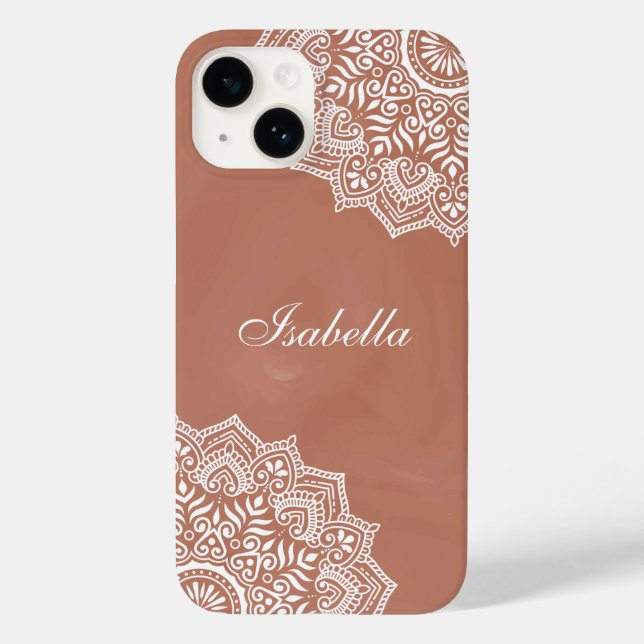 Boho Terracotta Mandala Custom Name Case-Mate iPhone Case (Back)