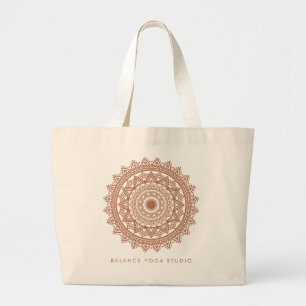 Boho Terracotta Mandala Custom Name Large Tote Bag