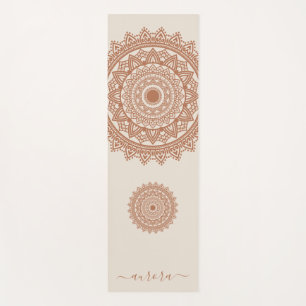 Boho Terracotta Mandala on Ivory Custom Name Yoga Mat