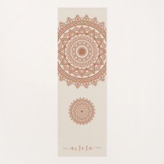 Boho Terracotta Mandala on Ivory Custom Name Yoga Mat