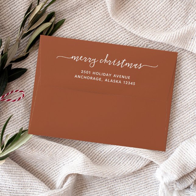 Boho Terracotta | Merry Christmas Envelope (A whimsical Christmas envelope with trendy script)