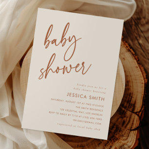 Boho Terracotta Minimal Baby Shower Invitation