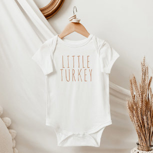 Boho Terracotta Minimal Little Turkey Thanksgiving Baby Bodysuit