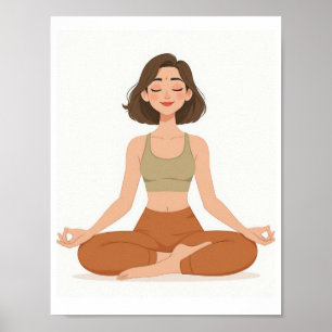 Boho Terracotta Minimalist Yoga Wall Art Poster