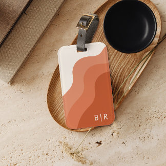 Boho Terracotta Monogram Initials Luggage Tag