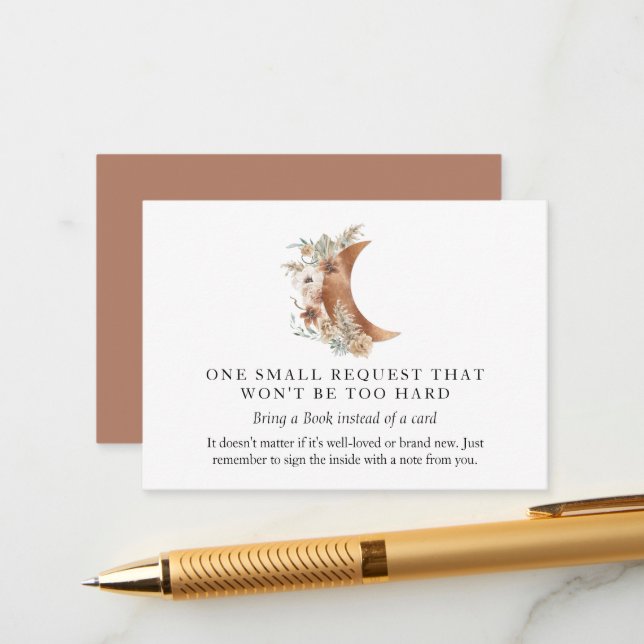 Boho Terracotta Moon Book Request Card (Front/Back In Situ)