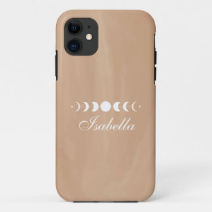 Boho Terracotta Moon Phases Custom Name Case-Mate iPhone Case