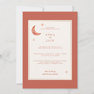 Boho Terracotta Moon Stars Wedding Invitation