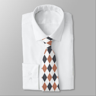 Boho Terracotta Navy and White Argyle   Tie