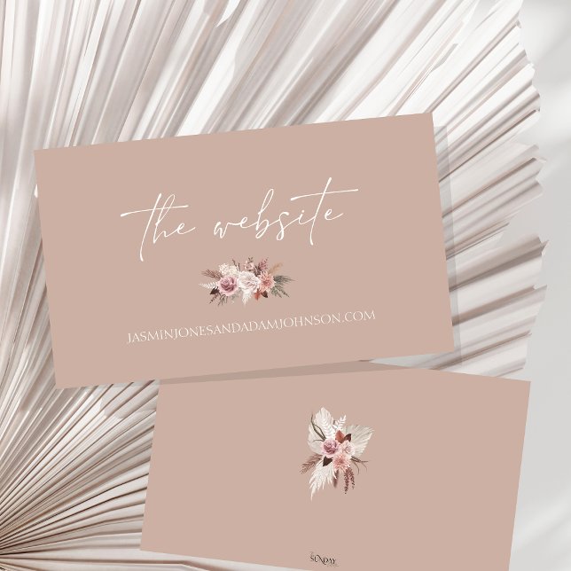 Boho Terracotta Neutral Dried Floral Wedding Enclosure Card (Boho Dusty Pink Dried Flowers Wedding Website Enclosure Card)