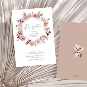 Boho Terracotta Neutral Floral Wreath Wedding Enclosure Card
