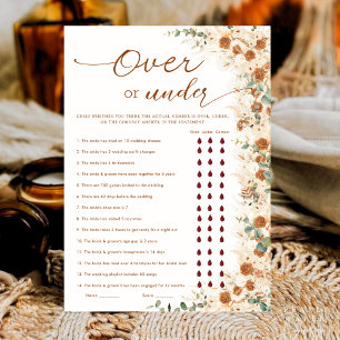 Boho Terracotta Over or Under Bridal Shower Game 