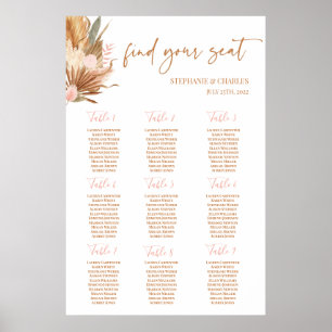 Boho Terracotta palms Wedding Seating Chart