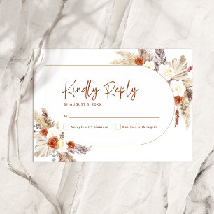 Boho Terracotta Pampas Grass Arch Baby Shower RSVP Card
