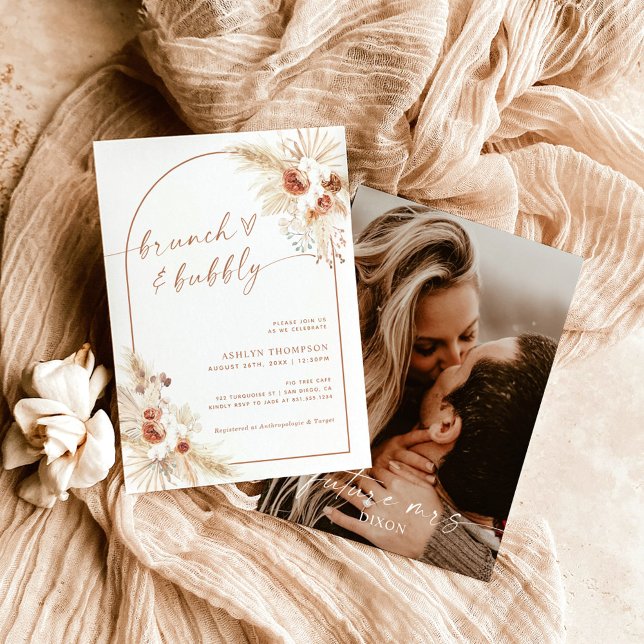 Boho Terracotta Pampas Grass Bridal Brunch Invite (Creator Uploaded)
