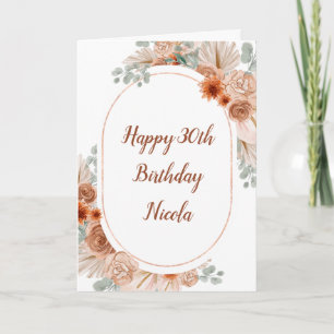 Boho Terracotta Pampas Grass Card