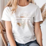 Boho Terracotta Pampas Grass Orchid Bride Squad T-Shirt<br><div class="desc">Get ready to celebrate the bride-to-be with this stunning Bride Squad t-shirt! Featuring a gorgeous Boho Terracotta Pampas Grass Orchid design and a playful script font, this t-shirt is the perfect addition to your bridal shower party. The customisable text allows you to add your name or your bridesmaid's name to...</div>
