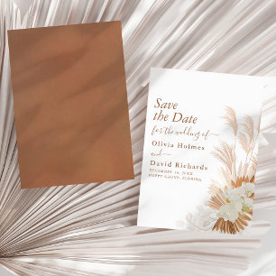 Boho Terracotta Pampas Grass Orchid Save the Date 