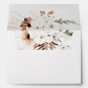 Boho Terracotta Pampas Grass Orchid Wedding Envelope