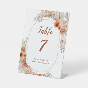 Boho Terracotta Pampas Grass  Pedestal Sign