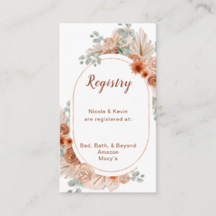 Boho Terracotta Pampas Grass Registry Enclosure Card