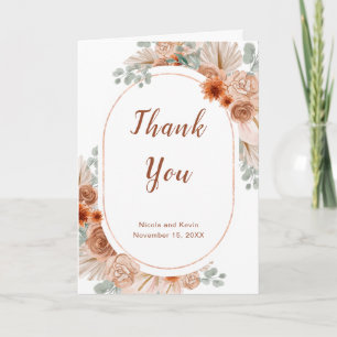 Boho Terracotta Pampas Grass  Thank You Card