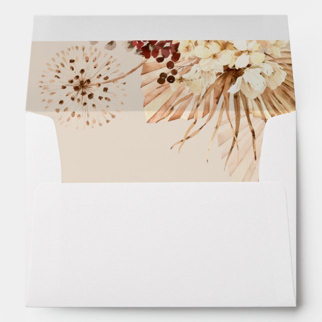 Boho Terracotta Pampas Grass Wedding Envelope (Back (Bottom))