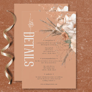 Boho Terracotta Peach & Cream Floral Details Enclosure Card