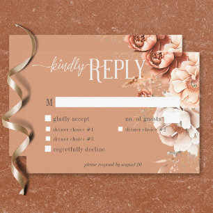 Boho Terracotta Peach & Cream Floral Dinner RSVP Card