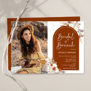 Boho Terracotta Photo Bridal Brunch Invitation