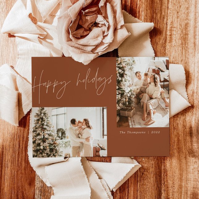 Boho Terracotta Photo Christmas Card | Modern Boho (Creator Uploaded)