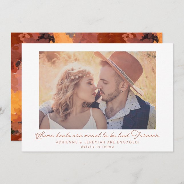 Boho Terracotta Photo Engagement Announcement (Front/Back)