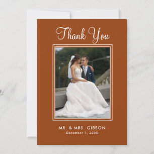 Boho Terracotta Photo Wedding Thank You Card