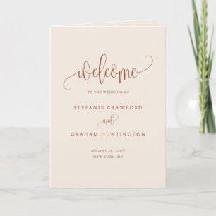 Boho Terracotta Pretty Calligraphy Wedding Booklet Programme