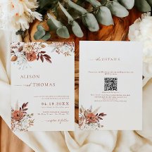 Boho Terracotta QR Code 2 in 1 Wedding