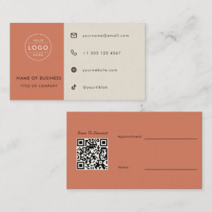 Boho Terracotta QR Code Appointment Photographer Business Card