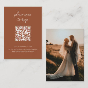 Boho Terracotta QR Code Photo Wedding RSVP Enclosure Card