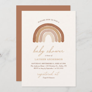 Boho Terracotta Rainbow Baby Shower Invitation