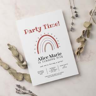 Boho Terracotta Rainbow Birthday Invitation