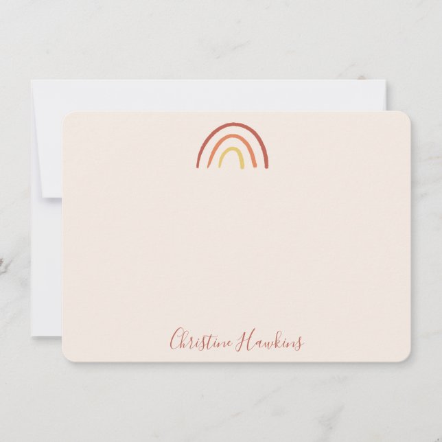 Boho Terracotta Rainbow Blush Pink Personalised Card (Front)