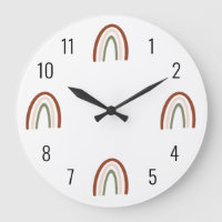 Boho Terracotta Rainbow Kids Wall Clock
