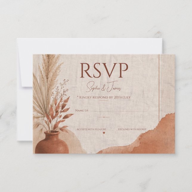 Boho terracotta RSVP card  (Front)